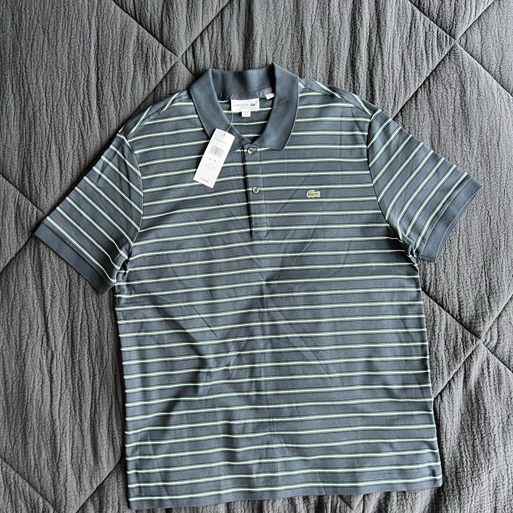 Lacoste Men's Striped Polo Shirt - Blue and Green